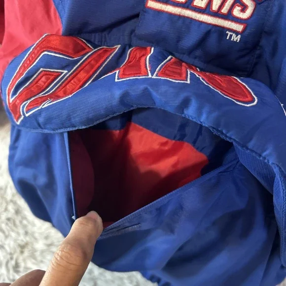 STARTER‎ 90's GIANTS Pullover Hooded Jacket Quilted Large NFL Pro Line Football